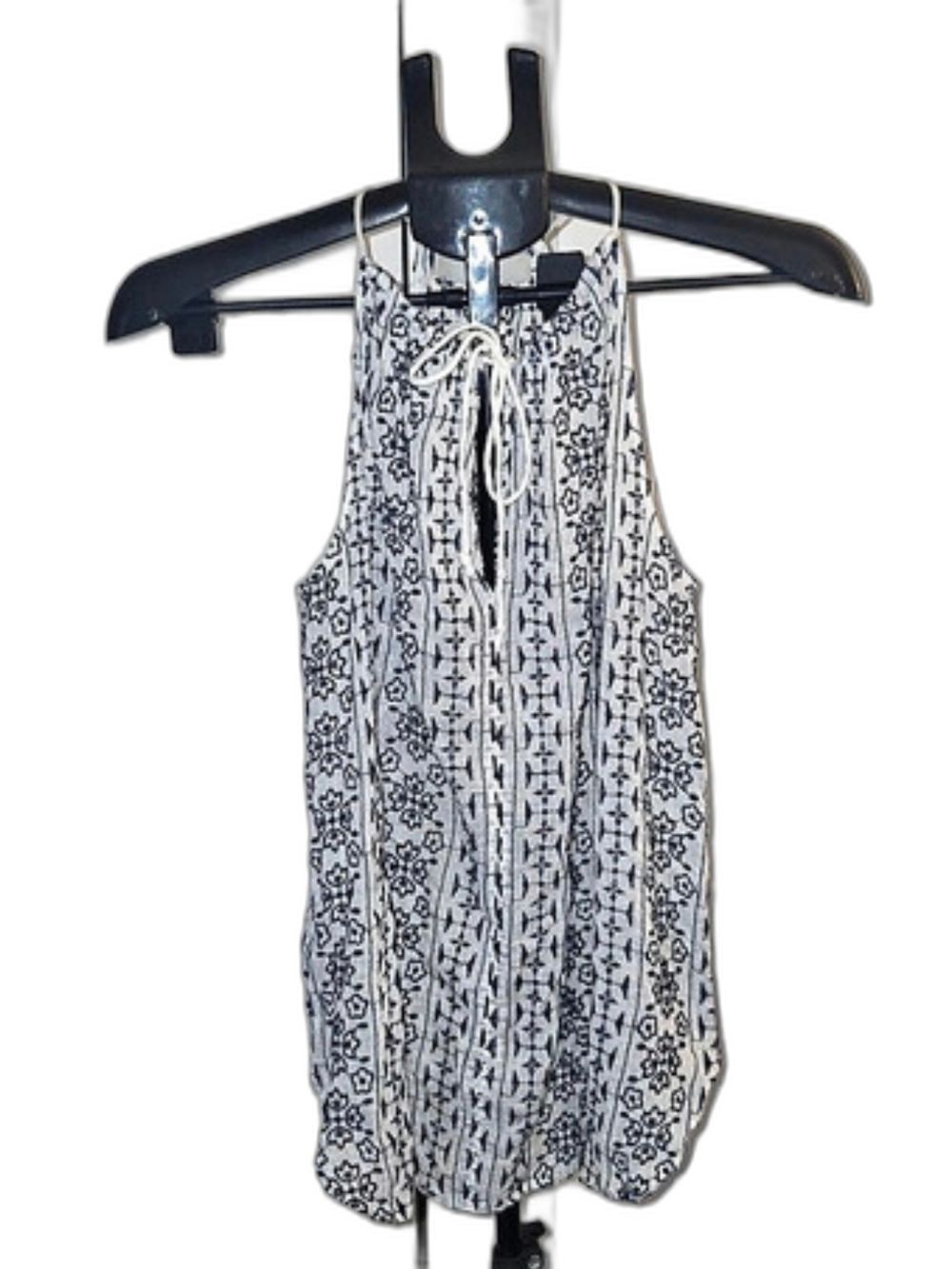 LOFT Floral Sleeveless Blouse in Navy Blue & White Size XS
